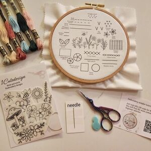 Embroidery Kit with Hoop and Threads